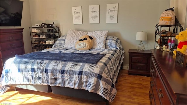 bedroom featuring wood finished floors