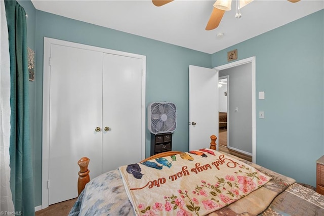 214 Stokes Forest Dr, King, NC 27021 - bedroom with a closet and a ceiling fan