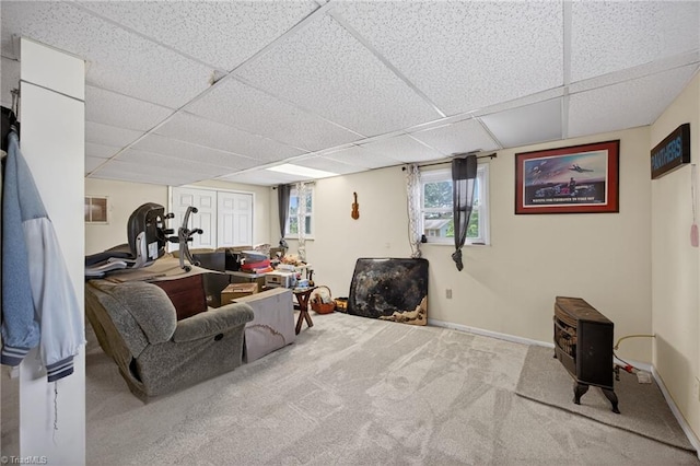 214 Stokes Forest Dr, King, NC 27021 - living area with a paneled ceiling and carpet flooring