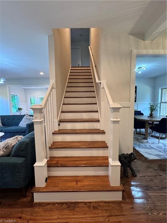 3064 Wesley Farm Ln, Sophia, NC 27350 - stairs featuring hardwood / wood-style floors