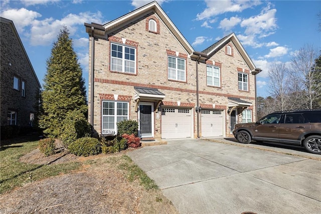 front facade with a garage