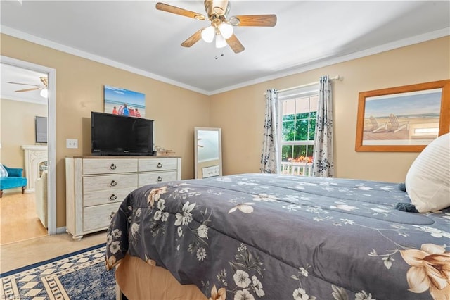 1044 Riverwood Rd, Lexington, NC 27292 - carpeted bedroom with crown molding, ceiling fan, and baseboards
