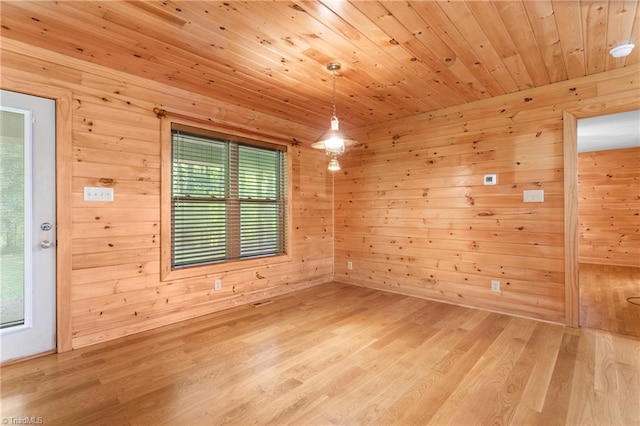 7849 Circle L Trl, Rougemont, NC 27572 - spare room with light wood-style flooring, wood ceiling, and wood walls