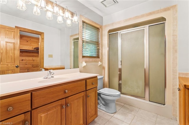 7849 Circle L Trl, Rougemont, NC 27572 - bathroom featuring vanity, tile patterned flooring, and a shower stall