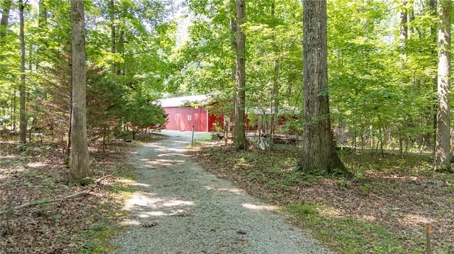 7849 Circle L Trl, Rougemont, NC 27572 - view of yard featuring driveway, a view of trees, and an outdoor structure
