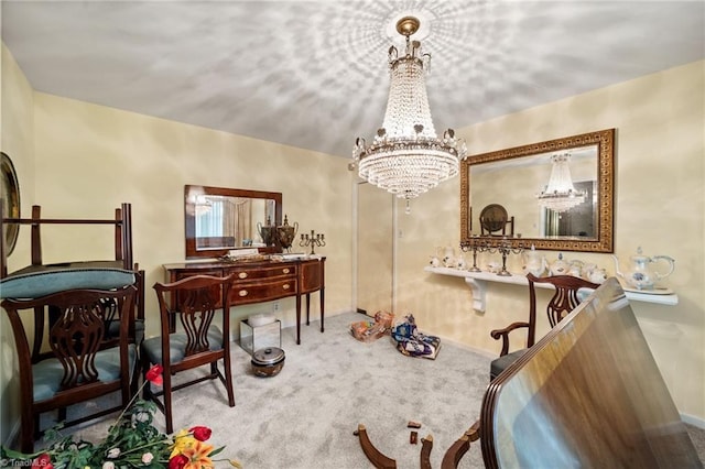 1204 Hobbs Rd, Greensboro, NC 27410 - sitting room featuring a chandelier and carpet flooring