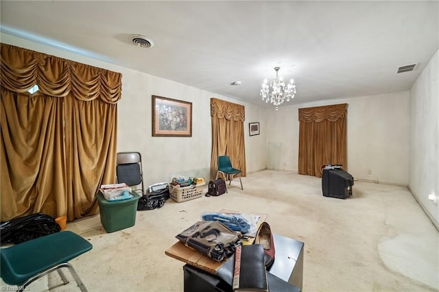 1204 Hobbs Rd, Greensboro, NC 27410 - living area with a chandelier and carpet