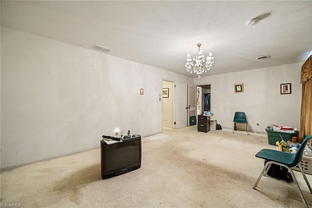 1204 Hobbs Rd, Greensboro, NC 27410 - sitting room featuring a chandelier and carpet floors