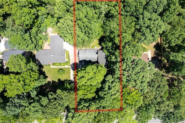 1204 Hobbs Rd, Greensboro, NC 27410 - aerial view of property's location featuring property parcel outlined and a forest