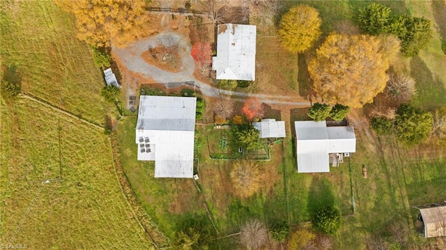 drone / aerial view with a rural view