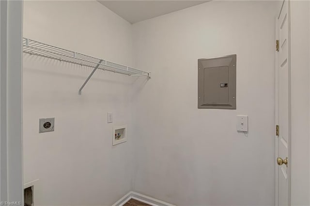 laundry area featuring electric panel, laundry area, electric dryer hookup, and washer hookup