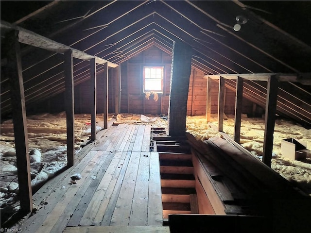 view of unfinished attic