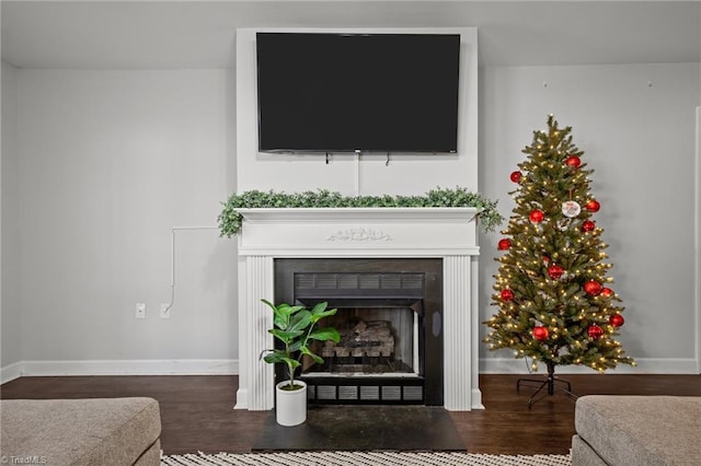 living room with hardwood / wood-style floors