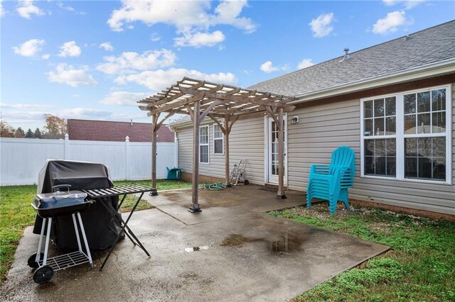 view of patio / terrace with a pergola and grilling area