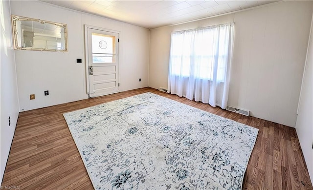 entrance foyer with hardwood / wood-style floors and a healthy amount of sunlight