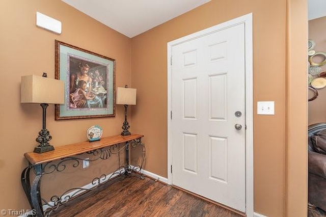 foyer with dark hardwood / wood-style flooring