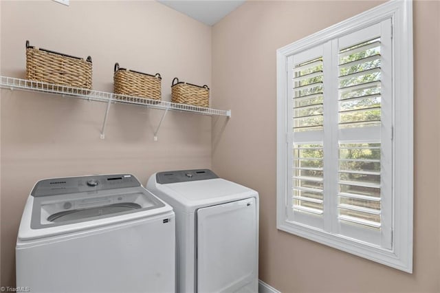 142 Covington Pl, Lewisville, NC 27023 - laundry area with independent washer and dryer and healthy amount of natural light