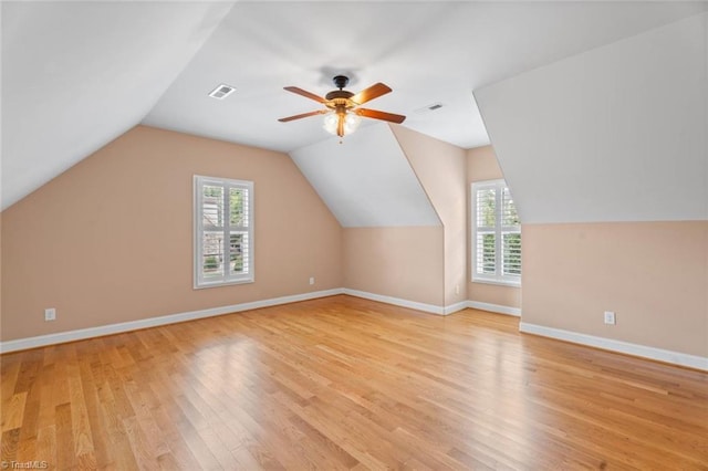 142 Covington Pl, Lewisville, NC 27023 - bonus room with light wood-style flooring, healthy amount of natural light, ceiling fan, and vaulted ceiling