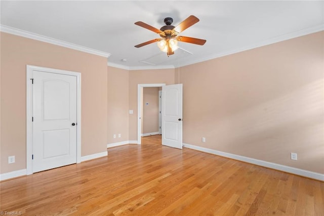 142 Covington Pl, Lewisville, NC 27023 - empty room featuring ornamental molding, ceiling fan, and light wood-style flooring