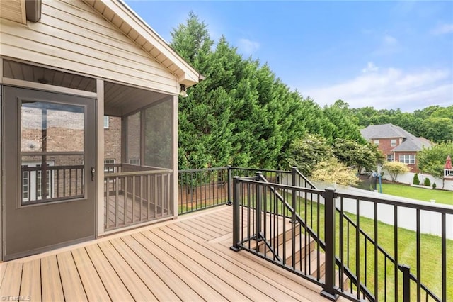 142 Covington Pl, Lewisville, NC 27023 - wooden deck with a sunroom and a yard