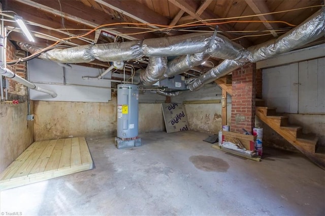 basement with water heater