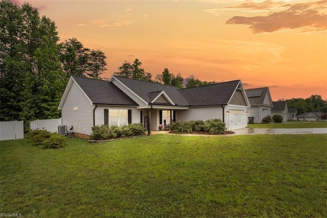 111 Brooke Ridge Dr, Thomasville, NC 27360 - view of front of property with central AC, concrete driveway, a garage, and covered porch
