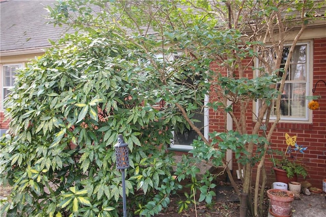 view of side of home with brick siding