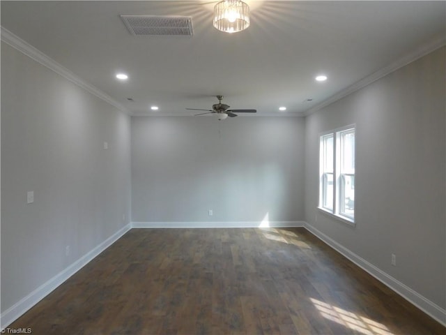 4391 Old Town Dr, Winston-Salem, NC 27106 - spare room with visible vents, recessed lighting, crown molding, and baseboards