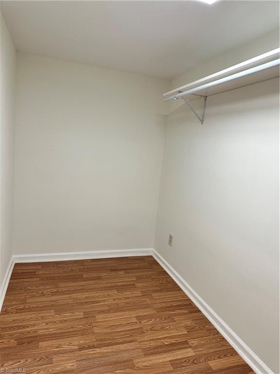 walk in closet with hardwood / wood-style floors