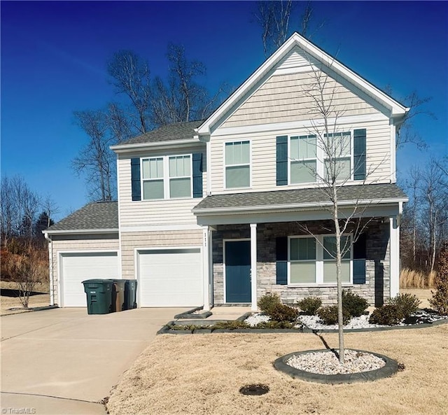 view of front property with a garage