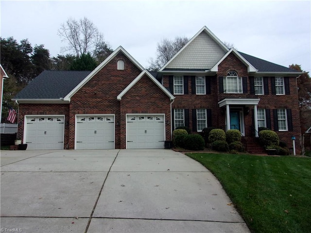 colonial-style house with a front yard