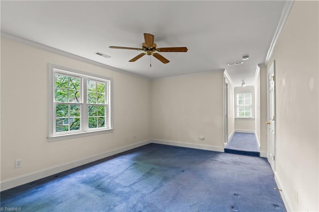 440 Marshall View Ct, Winston-Salem, NC 27101 - spare room featuring ceiling fan, crown molding, and carpet floors