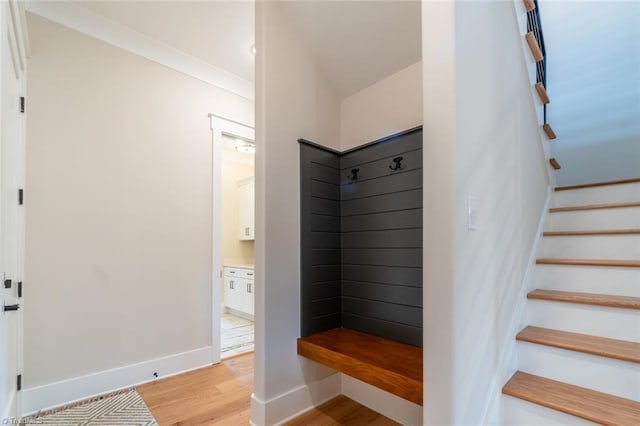 mudroom with light wood-type flooring