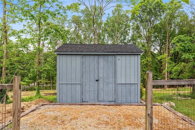 view of shed