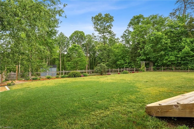 view of yard with a fenced backyard