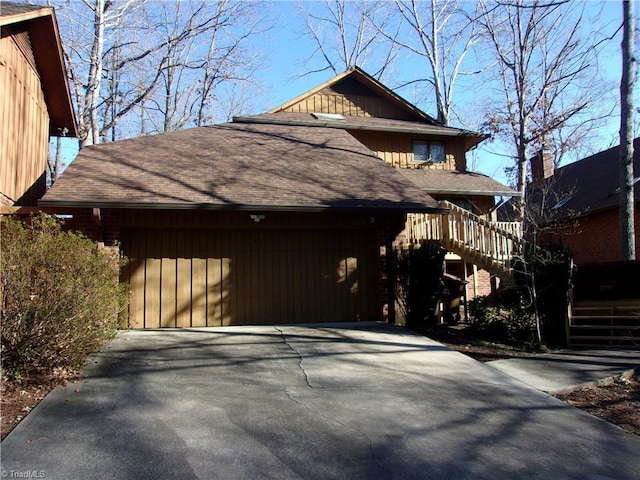 view of property exterior featuring a garage