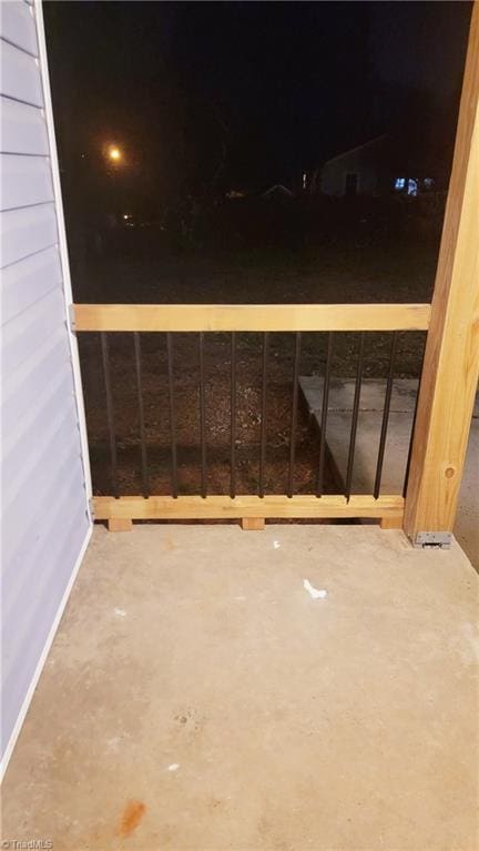 view of balcony at night