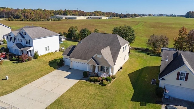 drone / aerial view with a rural view