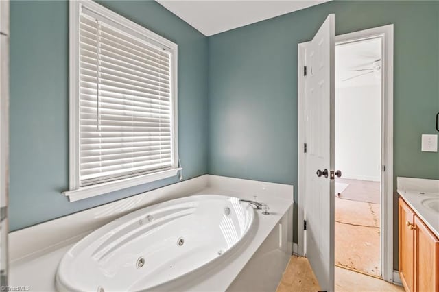 4812 Country Meadows Dr, Julian, NC 27283 - bathroom with vanity and a tub with jets
