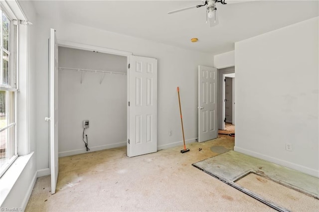 4812 Country Meadows Dr, Julian, NC 27283 - unfurnished bedroom featuring baseboards, carpet, a closet, and ceiling fan