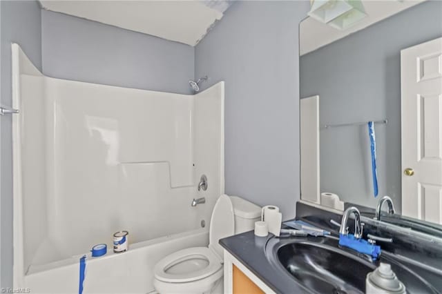 4812 Country Meadows Dr, Julian, NC 27283 - bathroom featuring vanity, shower / bath combination, and toilet