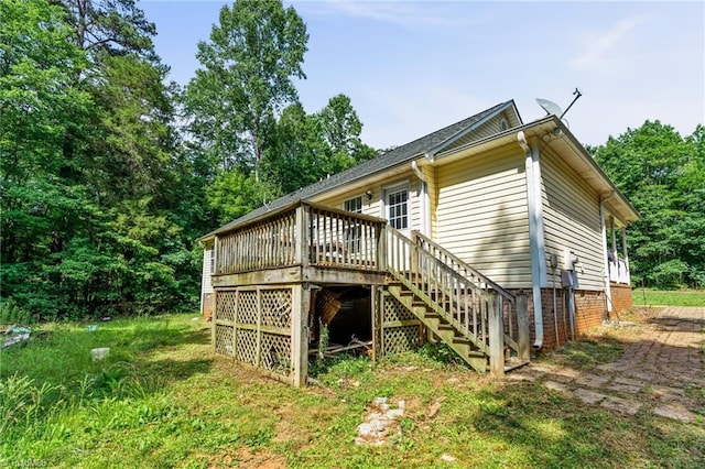 4812 Country Meadows Dr, Julian, NC 27283 - back of house with stairs and a deck