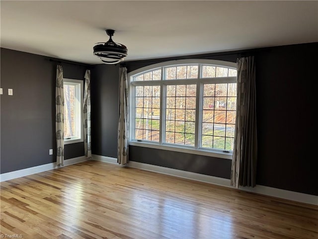 spare room featuring light hardwood / wood-style flooring