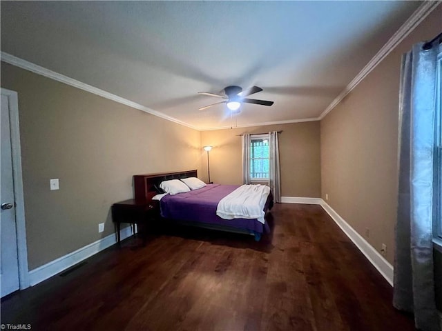 5608 Fred Lineberry Rd, Randleman, NC 27317 - bedroom with wood finished floors, baseboards, ornamental molding, and a ceiling fan