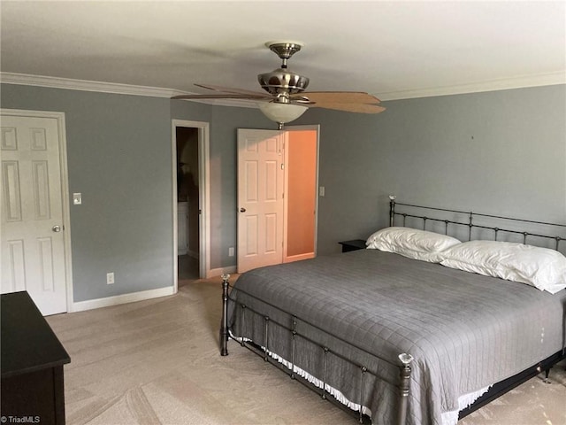 3908 Sandlewood Rd, High Point, NC 27265 - carpeted bedroom with crown molding and ceiling fan