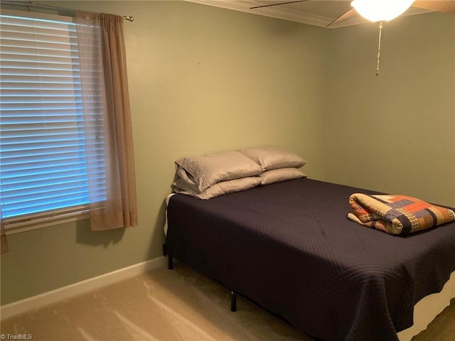 3908 Sandlewood Rd, High Point, NC 27265 - bedroom with carpet floors, crown molding, and a ceiling fan