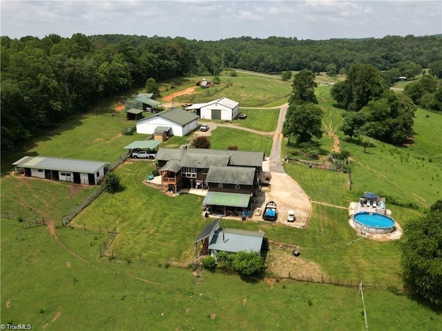 drone / aerial view featuring a rural view