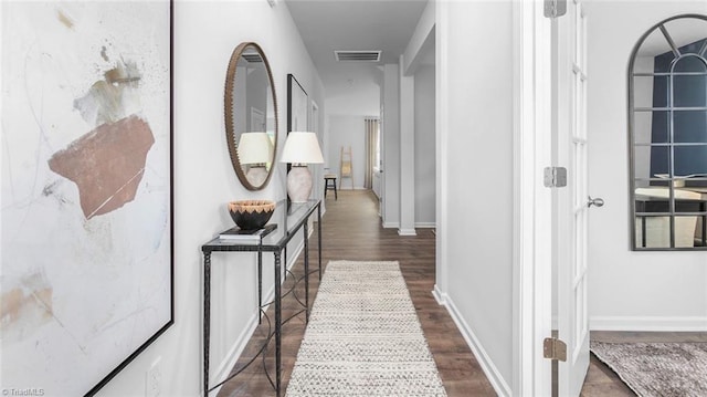 hall featuring dark hardwood / wood-style floors