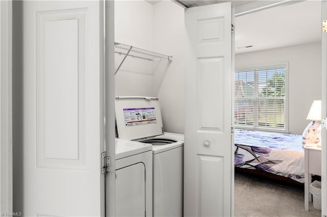 3207 Stavanger Ct, Winston-Salem, NC 27127 - washroom with carpet flooring and washer and clothes dryer
