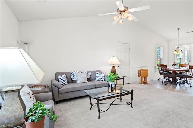 3207 Stavanger Ct, Winston-Salem, NC 27127 - living area with ceiling fan and high vaulted ceiling